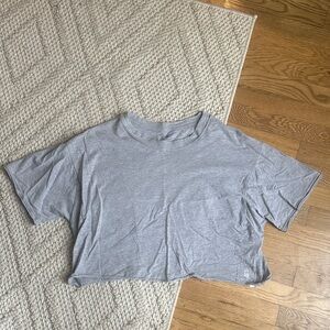 FP Movement by Free People Gray Short Sleeve Cropped Tee
